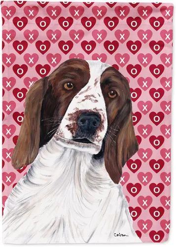 Vista 133 de Caroline's Treasures SS4484GF Bandera de jardín con diseño de bulldog inglés y corazones para el Día de San Valentín, bandera decorativa para patio