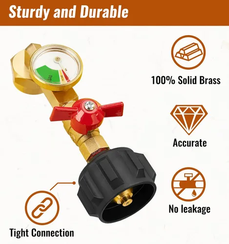 Vista 4 de CALPOSE Adaptador de Recarga de Propano con Válvula y Medidor, Llena Botellas de 1 Libra desde Tanque de 20 Libras, Compatible con Tanque de Propano