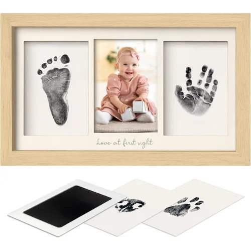 Vista 15 de Kit de manos y huellas sin tinta, recuerdo para niños, niñas, recién nacidos, almohadilla de tinta sin desorden para huellas de manos de bebé, kit
