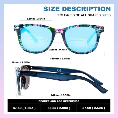 Vista 6 de Amorays Gafas de lectura bifocales para mujer - Lectores bifocales con bisagra de resorte