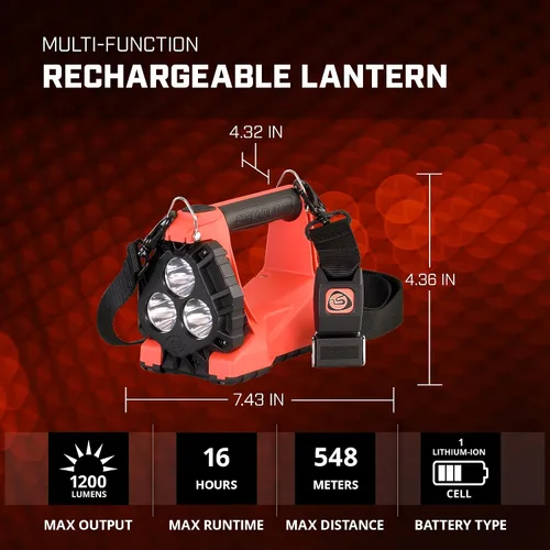 Vista 7 de Streamlight 44311 Vulcan 180 LED linterna recargable AC/DC cargador 1200 lúmenes, naranja - 1200 lúmenes