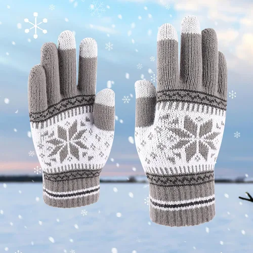 Vista 2 de Guantes de invierno para hombres y mujeres, unisex, guantes para pantalla táctil, antideslizantes, cálidos, elásticos, guantes de punto para clima