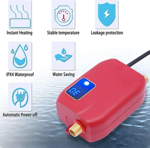 Vista 5 de Mini calentador de agua, calentador de agua caliente sin tanque eléctrico instantáneo de 110 V, calentador de agua caliente eléctrico para cocina