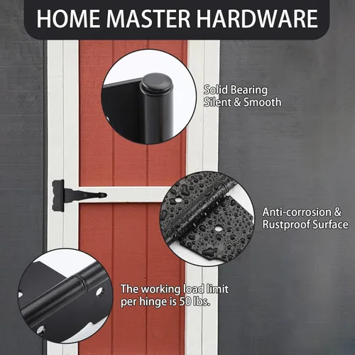 Vista 5 de HOME MASTER HARDWARE Bisagras de puerta resistentes de 8 pulgadas, paquete Negro
