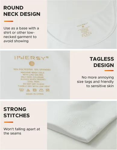 Vista 5 de INNERSY Camisetas térmicas de manga larga con cuello redondo para mujer, ligeras, capa base térmica, camisetas interiores