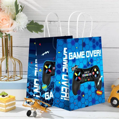 Vista 6 de Clabby 16 bolsas para jugadores, recuerdos de fiesta de videojuegos, bolsas de regalo con asa para niños, decoración de fiesta de cumpleaños