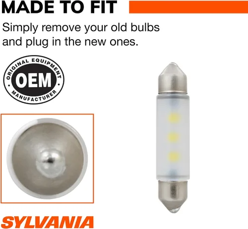 Vista 4 de SYLVANIA - Bombilla LED festoon 578 de 41 mm blanca mini - LED blanco brillante - Ideal para iluminación interior - Mapa, cúpula, carga y placa