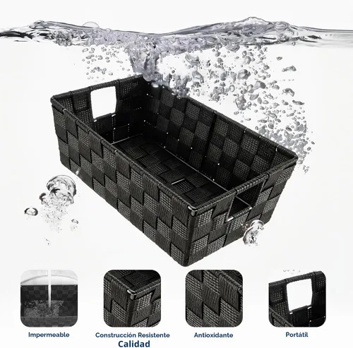 Vista 4 de Whitmor 6581-2712-BLK Bolsa pequeña con correa tejida para estante, negra