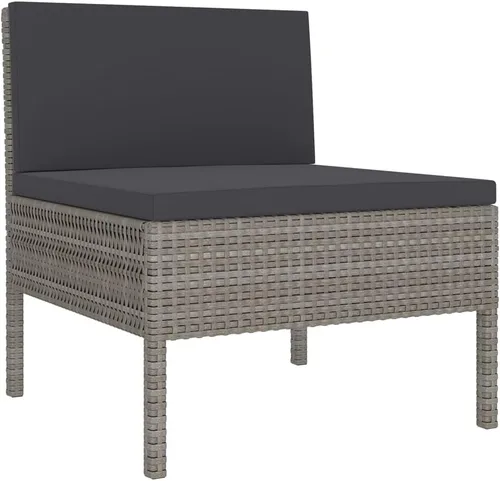 Vista 6 de Ensemble Salon de Jardin 8 Pièces Gris Anthracite Modulable avec Coussins, Meuble d'Extérieur Pour Terrasse et Balcon, Confortable et Résistant aux