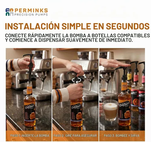 Vista 4 de Bomba de jarabe compatible con Torani, Davinci y Skinny (paquete de 2) - se adapta a botellas (25.4 onzas-750ml) (Negro)