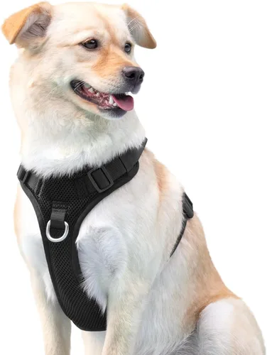 Vista 7 de Arnés sin tirones para perros pequeños, medianos y grandes, chaleco de malla ajustable de 2 capas con doble clip, a prueba de escapes, liberación