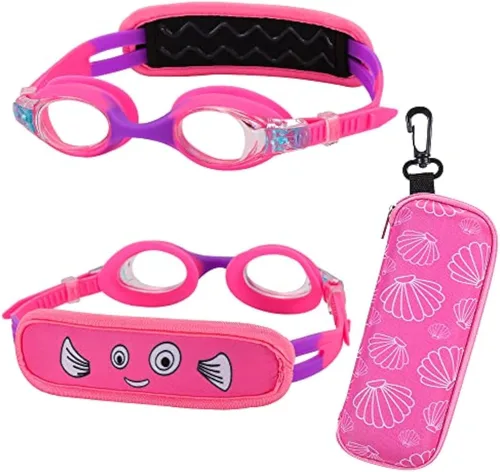 Vista 33 de Gafas de natación para niños de 2 a 6 años, gafas para niños sin jalar el cabello, gafas para niños con banda para la cabeza acolchada