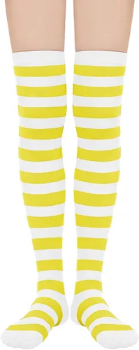 Vista 14 de Century Star Calcetines altos hasta el muslo para mujer, calcetines largos por encima de la rodilla, para atleta, casual, a rayas, hasta la rodilla