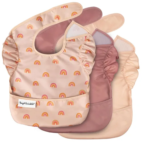 Vista 12 de Tiny Twinkle Baberos Antiderrame para Comer para Bebé Baberos Impermeables y Limpiables para Niños Pequeños con Bolsillo de Recolección Baberos