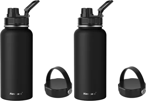 Vista 12 de Navigate Botella de agua aislada de 32 oz para deportes, mantiene el frío Negro