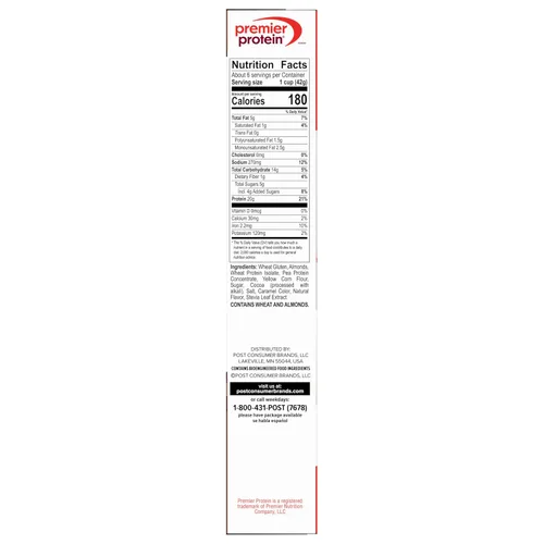 Vista 10 de Premier Protein Cereal de Proteína de Chocolate con Almendra, Copos de Cereal de Proteína Chocolateados con Almendras Rebanadas, Contiene 20g