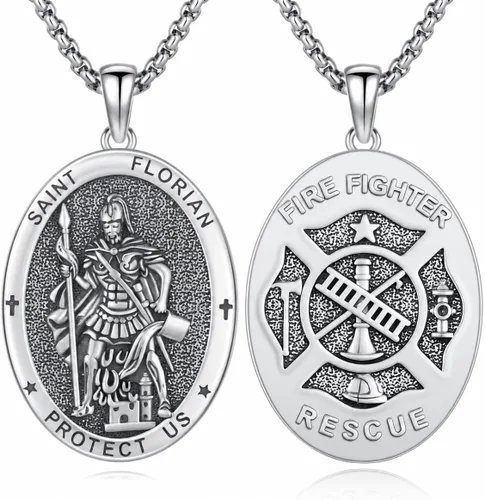 Vista 80 de Collar de amuleto de medalla de San Patrono de plata/oro de 14 39A-St Peregrino-Plata