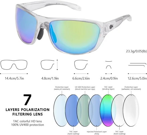 Vista 3 de BASSDASH Gafas de sol deportivas polarizadas para hombres y mujeres, pesca, conducción, senderismo, UV400 con marco ligero TPX irrompible