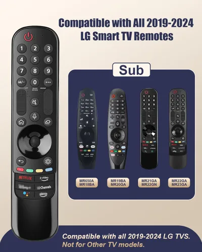 Vista 3 de Control remoto de voz de repuesto para televisores inteligentes LG 2019-2024, compatible con Magic Remote AN-MR20/21/22/23/24GA con puntero, 2 años