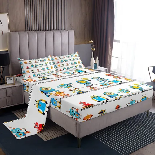 Vista 14 de Juego de sábanas para niños estilo vaquero occidental tamaño individual, juego de ropa de cama con diseño geométrico de cactus, decoración