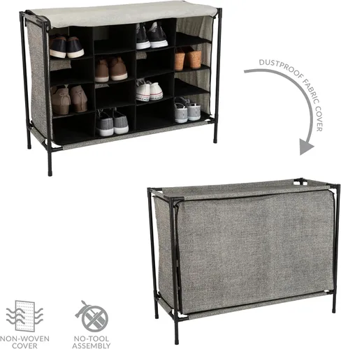 Vista 2 de Simplify Cubby de zapatos, 16 compartimentos, gris (23200-GREY)