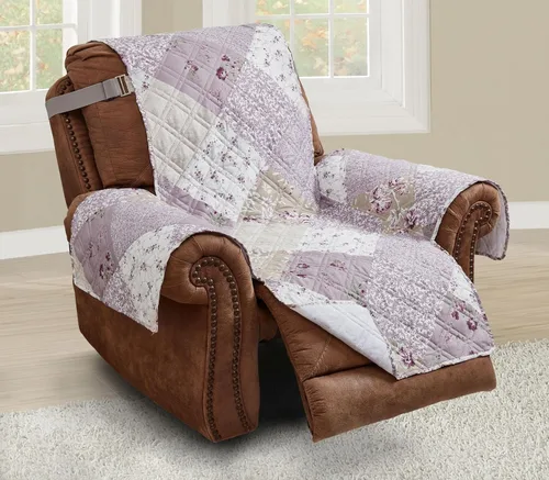 Vista 31 de Brilliant Sunshine Blue Toile Funda Acolchada con Quilted para Silla, 23 pulgadas de Ancho de Asiento, Protector de Muebles Antideslizante, Correa