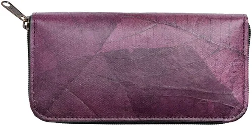 Vista 2 de Cartera de piel hecha a mano con cremallera para mujer tarjetas + dinero en efectivo + monedero