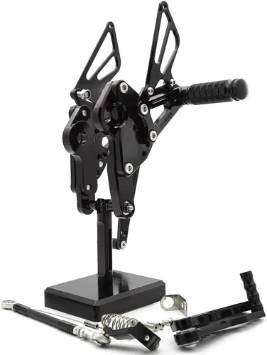 Vista 2 de FXCNC CNC FZ09 MT09 Billet Juego de clavijas traseras para motocicleta, reposapiés totalmente ajustables, compatibles con FZ-09 MT-09 2013-2020