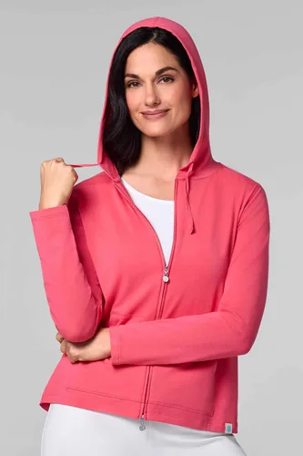 Vista 33 de Sudadera con capucha para la costa, de Coolibar, para mujer, UPF 50+, protege del sol