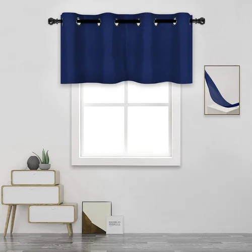 Vista 69 de DECOVSUN Cenefa de cortina opaca amarilla brillante para ventanas de cocina, cenefa opaca con ojales para dormitorio, cenefa corta y recta para sala