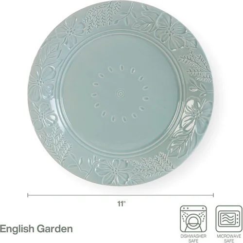 Vista 3 de Fitz & Floyd English Garden - Plato llano, juego de 4, 11 pulgadas, color azul