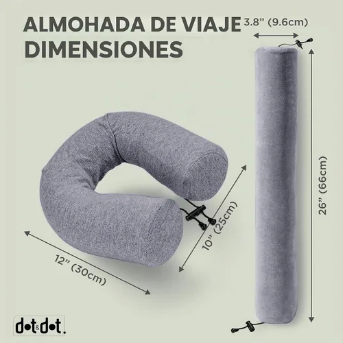 Vista 6 de Dot&Dot Almohada de viaje de espuma viscoelástica para aviones - Almohada de viaje para dormir - Almohada de avión para soporte de cuello, barbilla