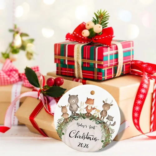 Vista 7 de Adorno para la primera Navidad del bebé 2025, adorno de mi primera Navidad, primeros adornos de Navidad del bebé 2025 para niño, niña, 2.9" cerámica