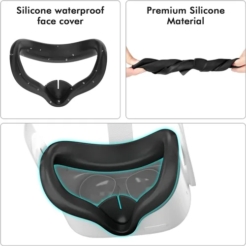 Vista 4 de Controller Grips Cover for Oculus Quest 2, Anti-Leakage Silicone Face Cover for Oculus Quest 2, with Lens Protective Cover and VR Shell, Accessories