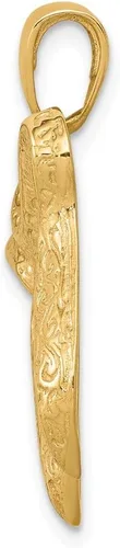 Vista 2 de Colgante de oro amarillo macizo de 14 quilates con dije de chi judío (larga vida), 1.063 in x 0.866 in, Metal