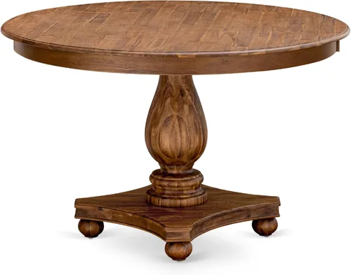 Vista 3 de East West Furniture F2MZ5-N04 - Juego de muebles de comedor de 5 piezas, incluye una mesa de comedor redonda con pedestal y 4 sillas tapizadas