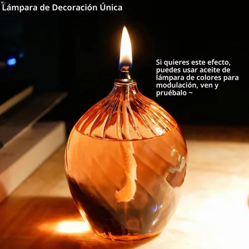 Vista 3 de Lámpara de aceite de vidrio pequeño líquido recargable, vela de aceite de vidrio borosilicato resistente, aspecto único de rosca interna para cenas