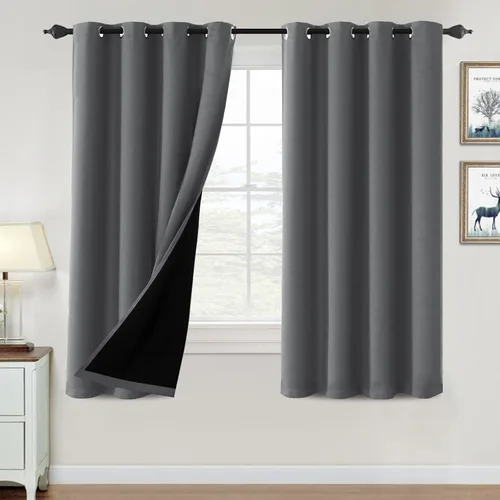 Vista 72 de H.VERSAILTEX Cortinas 100% de opacidad para dormitorio, con aislamiento térmico, cortinas opacas de 63 pulgadas de largo, cortinas de bloqueo