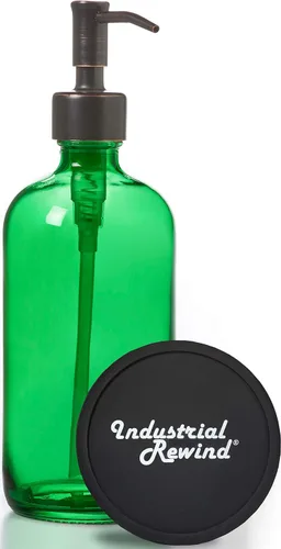Vista 24 de Dispensador de jabón de vidrio con bomba de metal, botella de loción de vidrio de 16 onzas