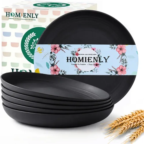 Vista 17 de Homienly Juego de 6 platos pequeños de postre de 8 pulgadas, platos profundos de paja de trigo irrompibles para fiestas, campamento, microondas