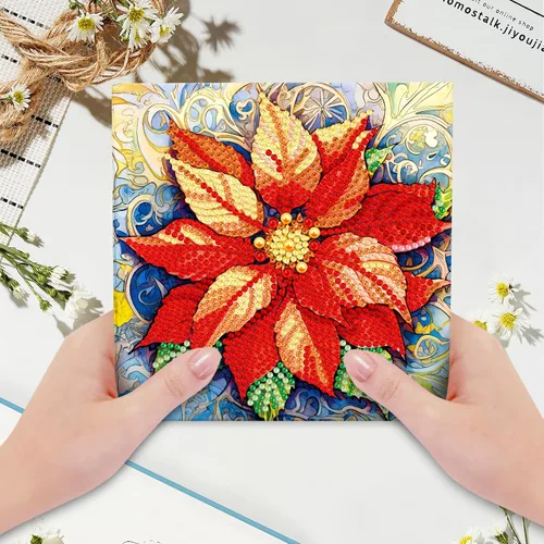 Vista 2 de LUSandy 8 paquetes de tarjetas de Navidad con pintura de diamante 5D para adultos, gnomos de Navidad, tarjetas de felicitación de arte de Papá Noel