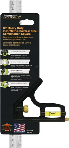 Vista 3 de Johnson Level & Tool 400EM-S Cuadrado combinado de metal métrico/profesional resistente, 12 pulgadas, plateado, 1 cuadrado (paquete de 5)