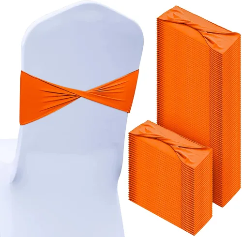 Vista 8 de CHENGU 100 bandas de elastano para silla, con lazo liso, para bodas, sin hebilla, decoraciones de cumpleaños, lazos elásticos, bandas deslizantes