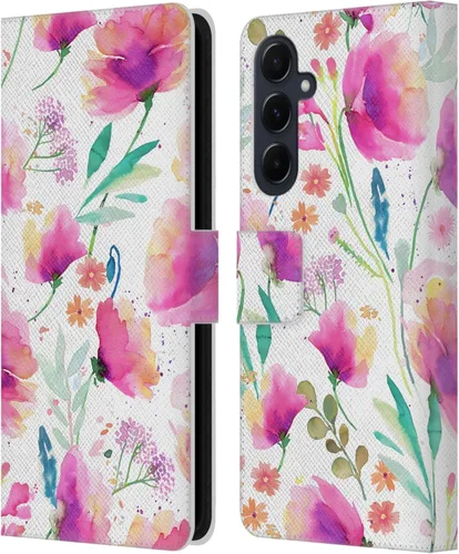 Vista 127 de Head Case Designs Officially Licensed Ninola Abstract Poppies Lilac Floral Leather Wallet Case Compatible with Samsung Galaxy A07 4G