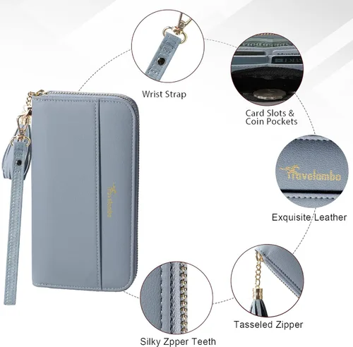 Vista 7 de Travelambo Cartera con fleco para mujer, con correa de muñeca, talla única