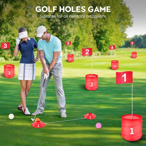 Vista 4 de Juego de cubo de golf al aire libre, juguetes de práctica de golf para familia, adultos y niños, campo de golf portátil para patio trasero, césped