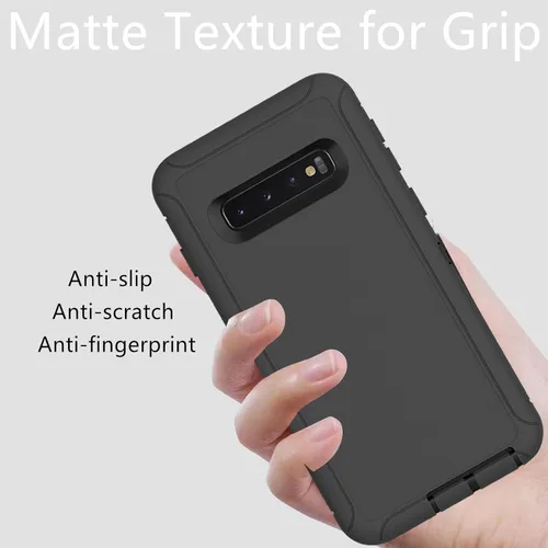 Vista 7 de Funda protectora resistente para Samsung Galaxy S10, resistente a prueba de polvo, a prueba de golpes, protección contra caídas, 3 en 1 para Samsung