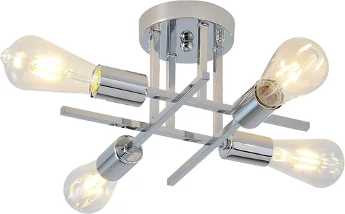 Vista 10 de EGM Lámpara de techo semiempotrada dorada, lámpara de cocina moderna de 4 luces con base E26, lámpara de techo para dormitorio, candelabro Sputnik