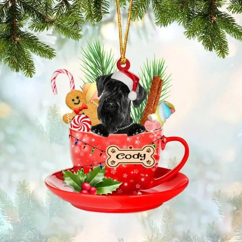Vista 30 de NAZENTI Adorno personalizado de Alaskan Malamute en taza roja, adorno de Navidad personalizado para perros amantes de las mascotas, colgante
