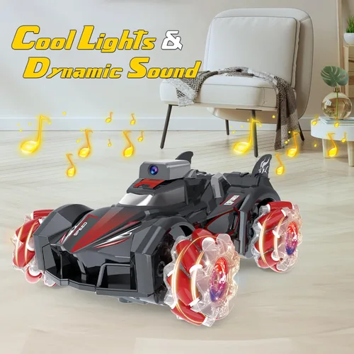 Vista 6 de Yasola Auto RC con cámara para niños, control remoto giratorio de 360° de alta velocidad, vehículo de acrobacias de juguete para niños y niñas